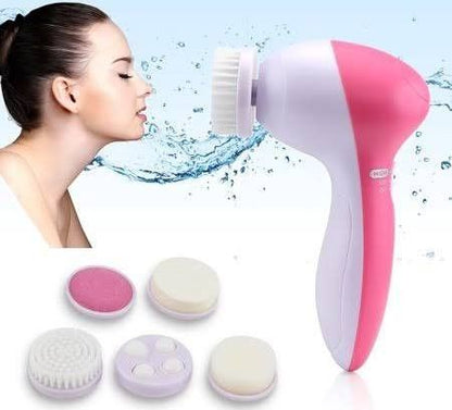Brosse Visage Électrique 5 en 1 – Peau Éclatante en 60 Secondes ✨